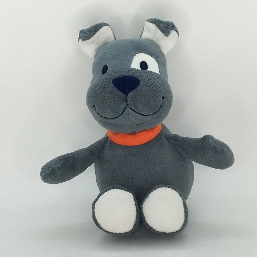 Carters Just One You Plush Gray Bulldog‎ Puppy Dog Baby Toy Orange Collar 2012